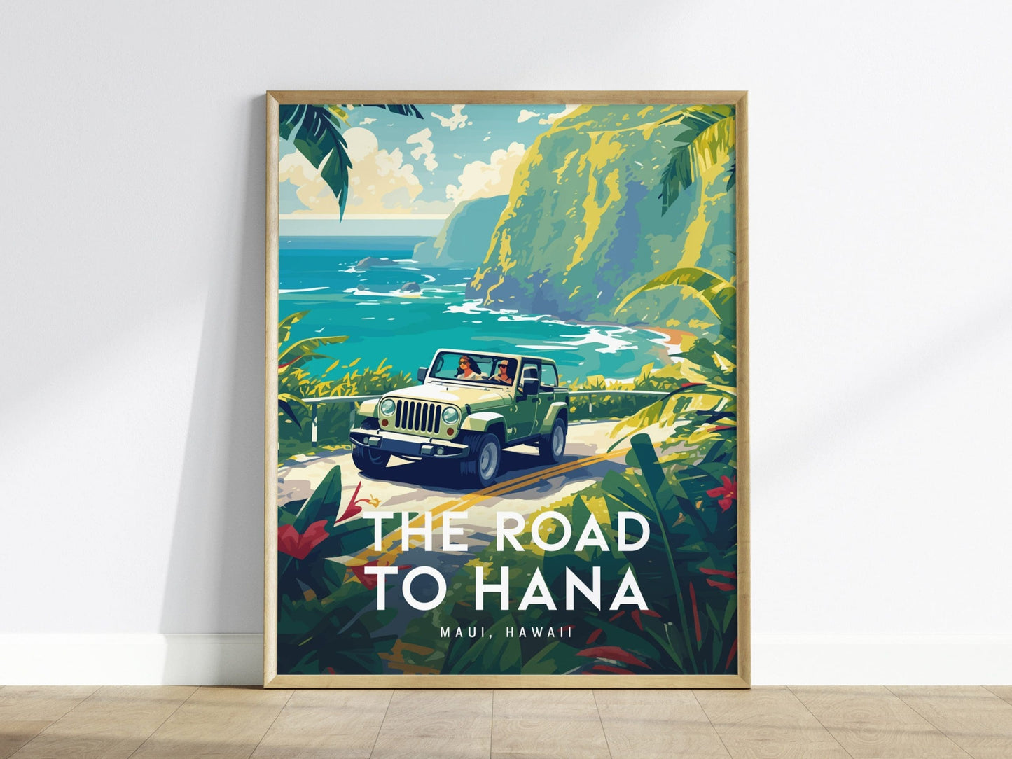 Road To Hana, Maui, Hawaii - Wall Art Poster Design Travel Print Travel Adventure Ocean Tropical Gift