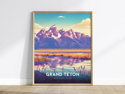 Grand Teton National Park Poster, Wyoming Mountain Wall Art, Framed/Unframed Grand Teton Print, Nature Landscape Artwork, National Park Gift