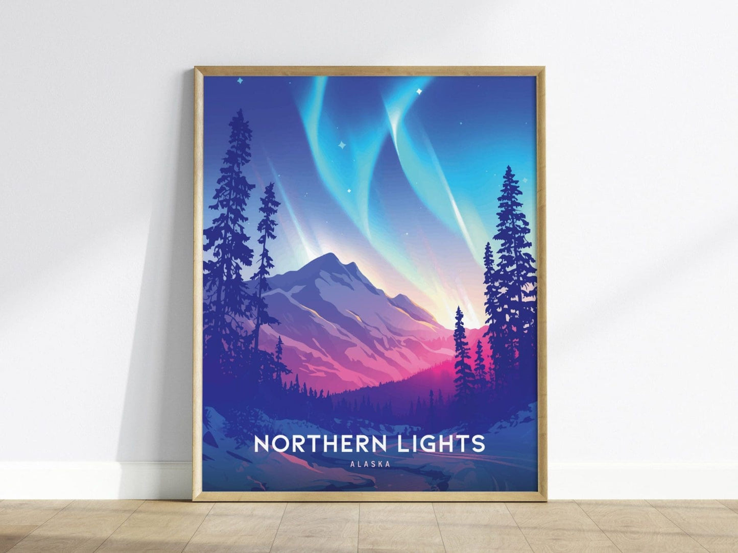 Northern Lights, Alaska Poster - Spectacular Aurora Borealis Display, Framed/Unframed, Ideal for Nature Lovers and Travelers, Home Decor