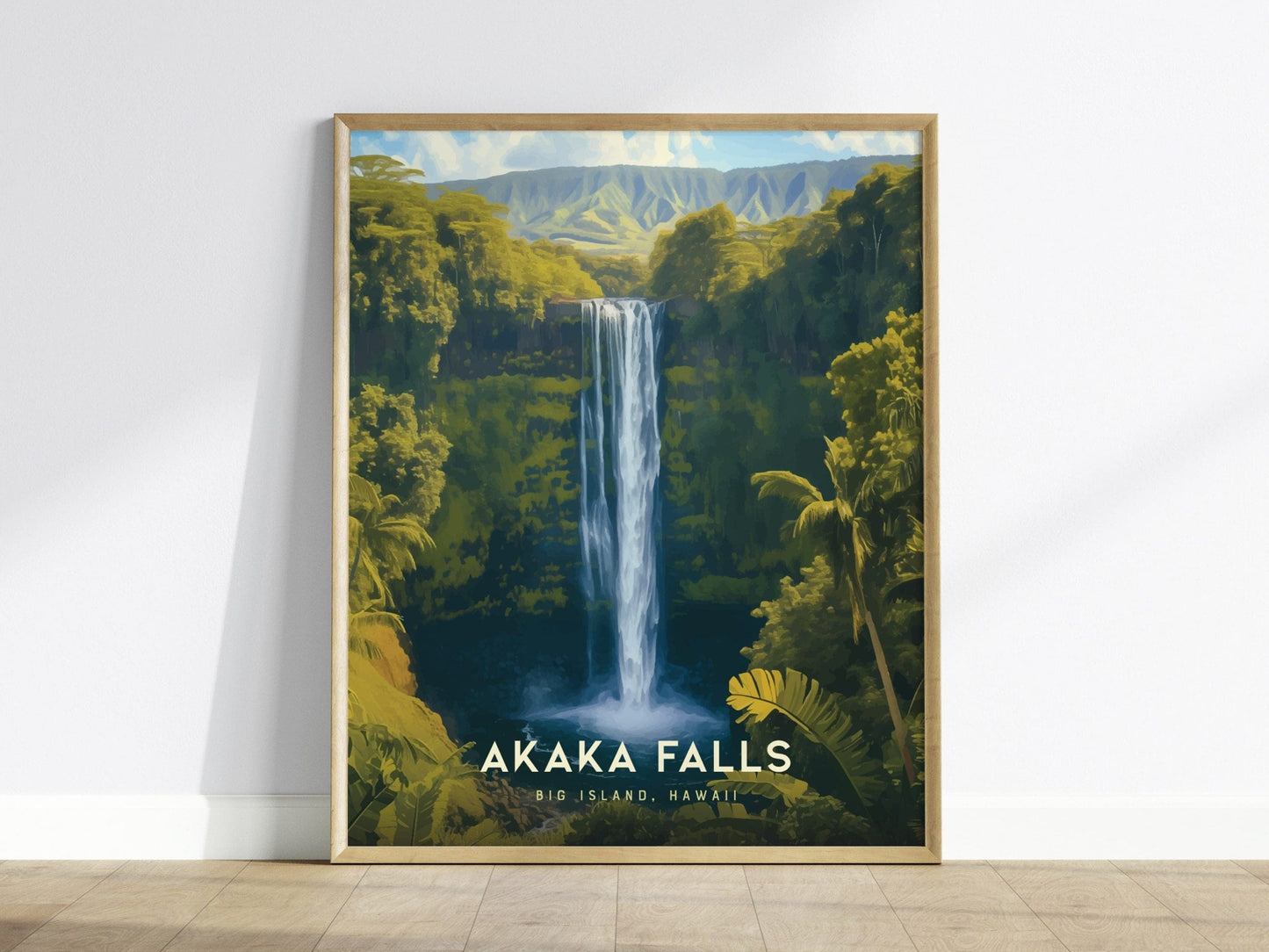 Akaka Falls, Big Island Hawaii Poster - Lush Waterfall Scenic Print, Framed/Unframed, Ideal Gift for Nature Lovers, Coastal Home Decor