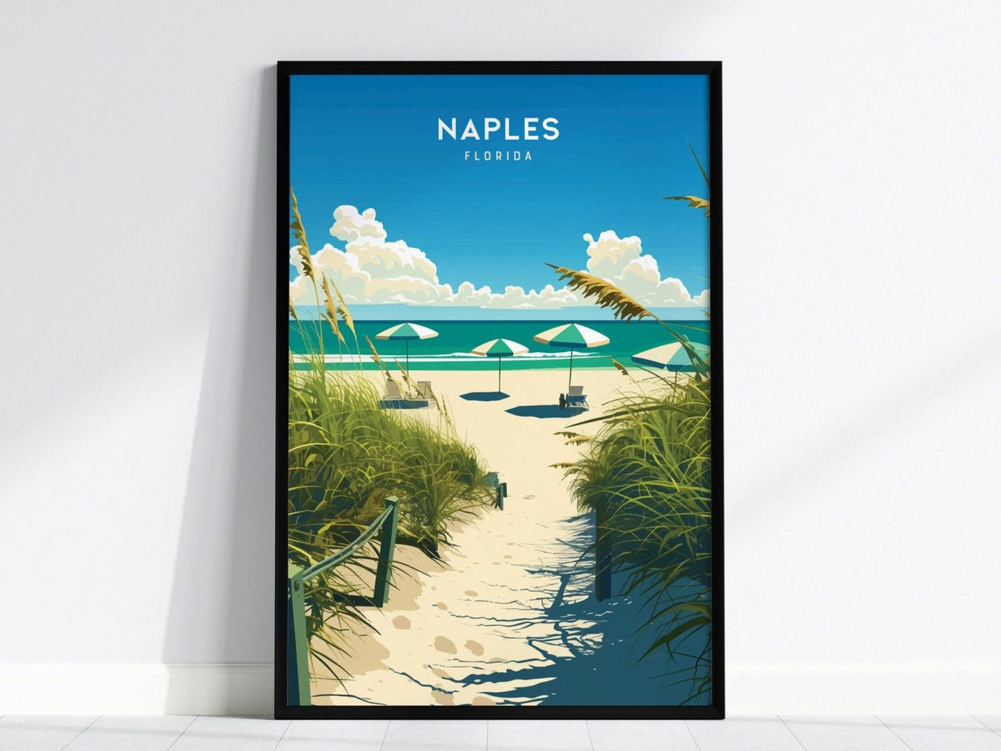 Naples Florida Beach View Poster – Framed/Unframed, Perfect Wall Art for Home & Office, Ideal Gift for Beach Lovers, Naples Pier Gift