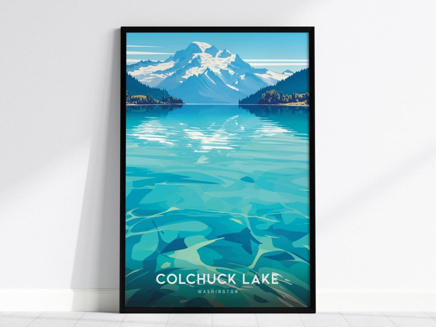 Colchuck Lake, Washington Poster - Turquoise Waters & Dragontail Peak, Available Framed/Unframed, Ideal for Nature Lovers, Pacific Northwest