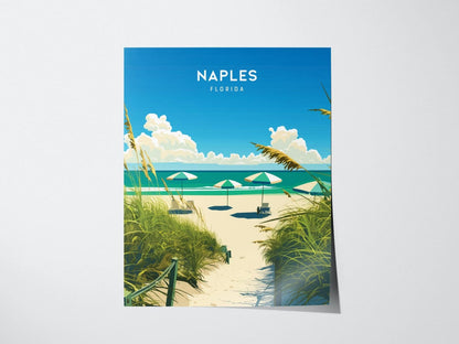 Naples Florida Beach View Poster – Framed/Unframed, Perfect Wall Art for Home & Office, Ideal Gift for Beach Lovers, Naples Pier Gift