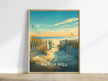 Watch Hill, Rhode Island Beach Scene Poster - Coastal Landscape Available Framed/Unframed, Ideal for Home Decor or Gift, Airbnb Wall Art