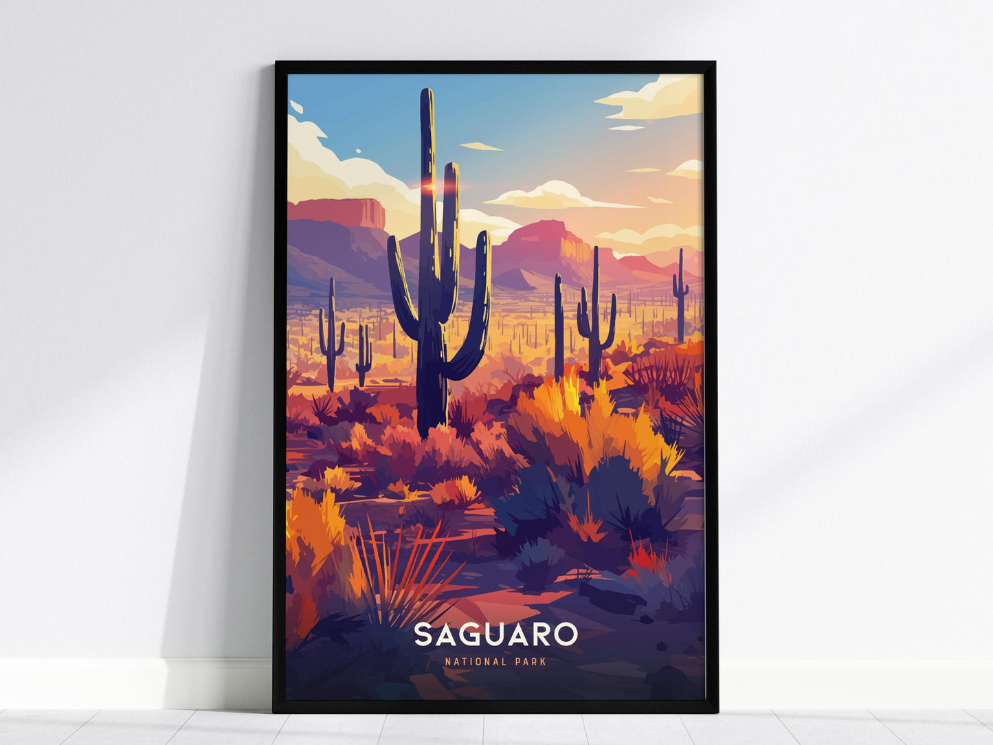 Saguaro National Park Arizona Majestic Cacti Framed Travel Print Wall Art