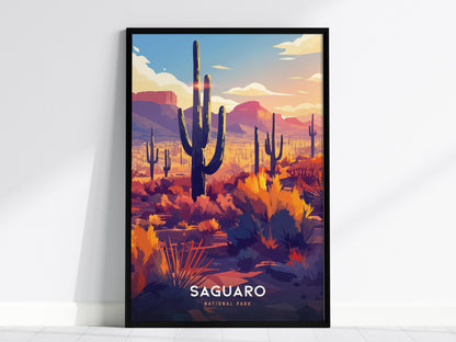 Saguaro National Park Arizona Majestic Cacti Framed Travel Print Wall Art
