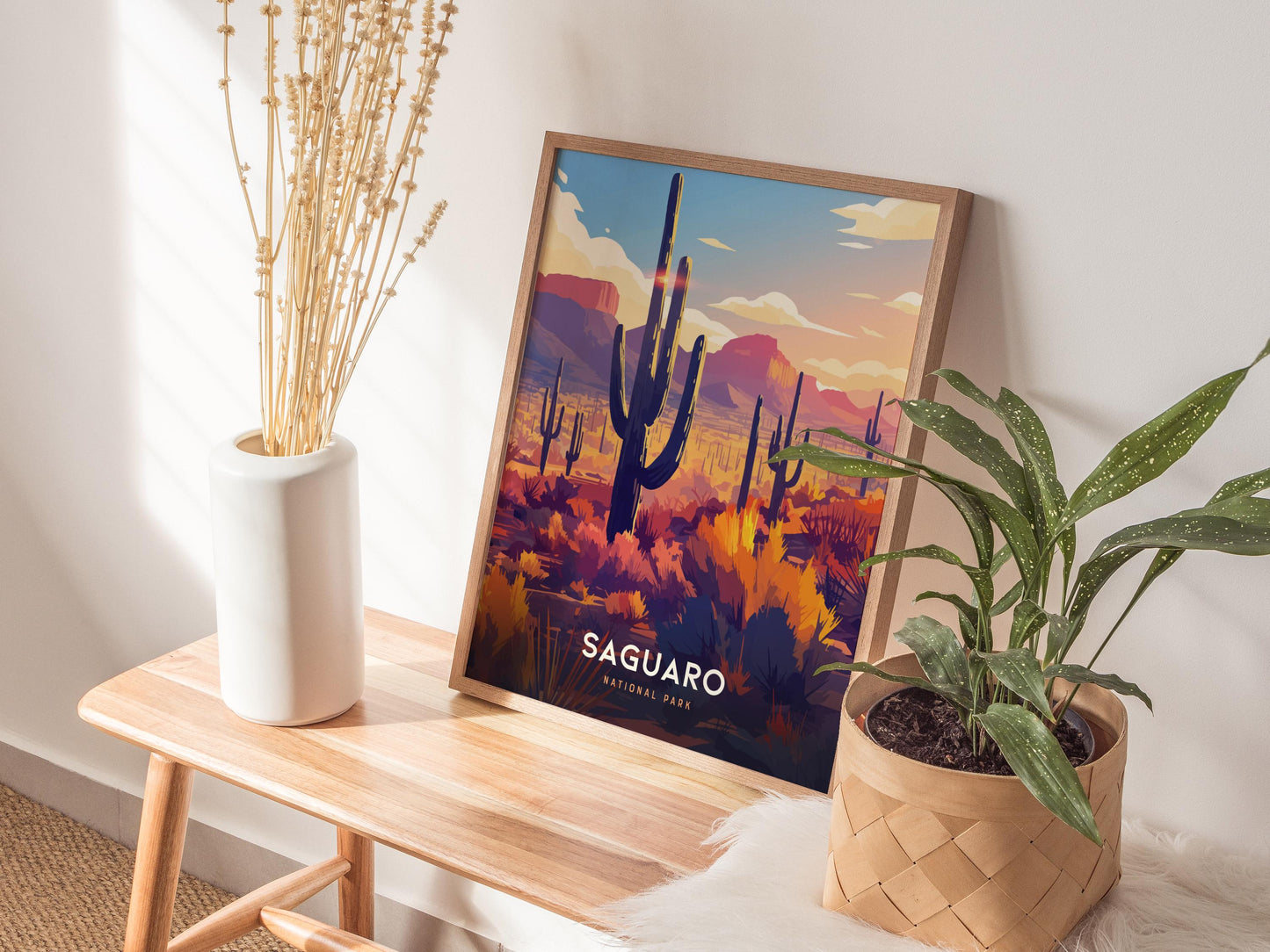 Saguaro National Park Arizona Majestic Cacti Framed Travel Print Wall Art