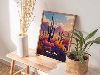 Saguaro National Park Arizona Majestic Cacti Framed Travel Print Wall Art