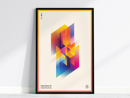 Cubic Prisms / 01 | Modern Minimalist Abstract Geometric Design | Contemporary Digital Art | Framed Shapes Poster Series | Colorful Designer Gift Dorm Office Decor