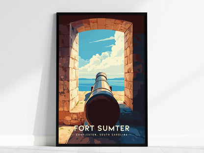 Fort Sumter, Charleston, South Carolina Wall Art Travel Poster Print Southeast Historic Civil War Home Decor Southern Charm Vacation Gift