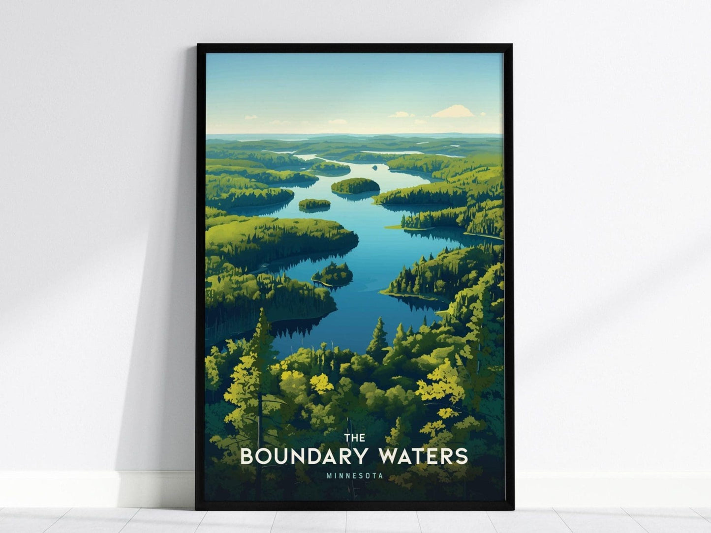 Boundary Waters Canoe Area Wilderness, Minnesota Poster – Beautiful Aerial Scene, Available Framed/Unframed, Save the Boundary Waters Gift