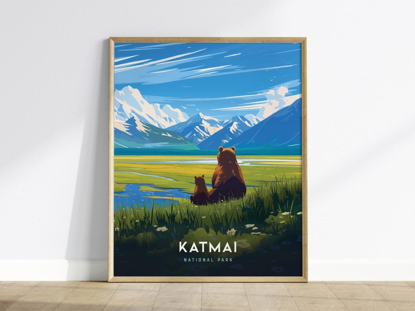 Katmai National Park and Preserve, Alaska Poster - Majestic Mountains and Wildlife, Available Framed/Unframed, Great National Park Gift