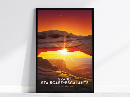 Grand Staircase–Escalante National Monument, Utah Poster – Stunning Sunset Arch at Dusk, Available Framed/Unframed, Gift for Conservationist