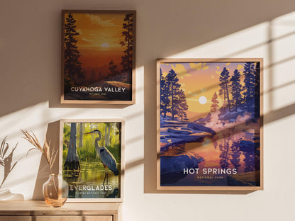 Hot Springs National Park Arkansas Bathhouse Row Hiker Print Wall Art