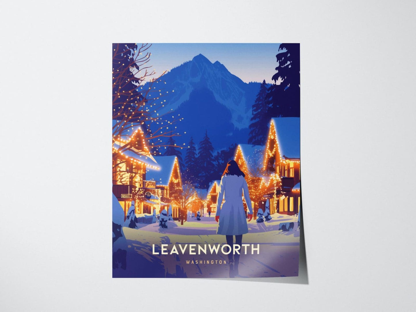 Leavenworth, Washington Poster – Charming Snow-Covered Winter Scene, Available Framed/Unframed, Perfect Holiday Decor, Christmas Gift