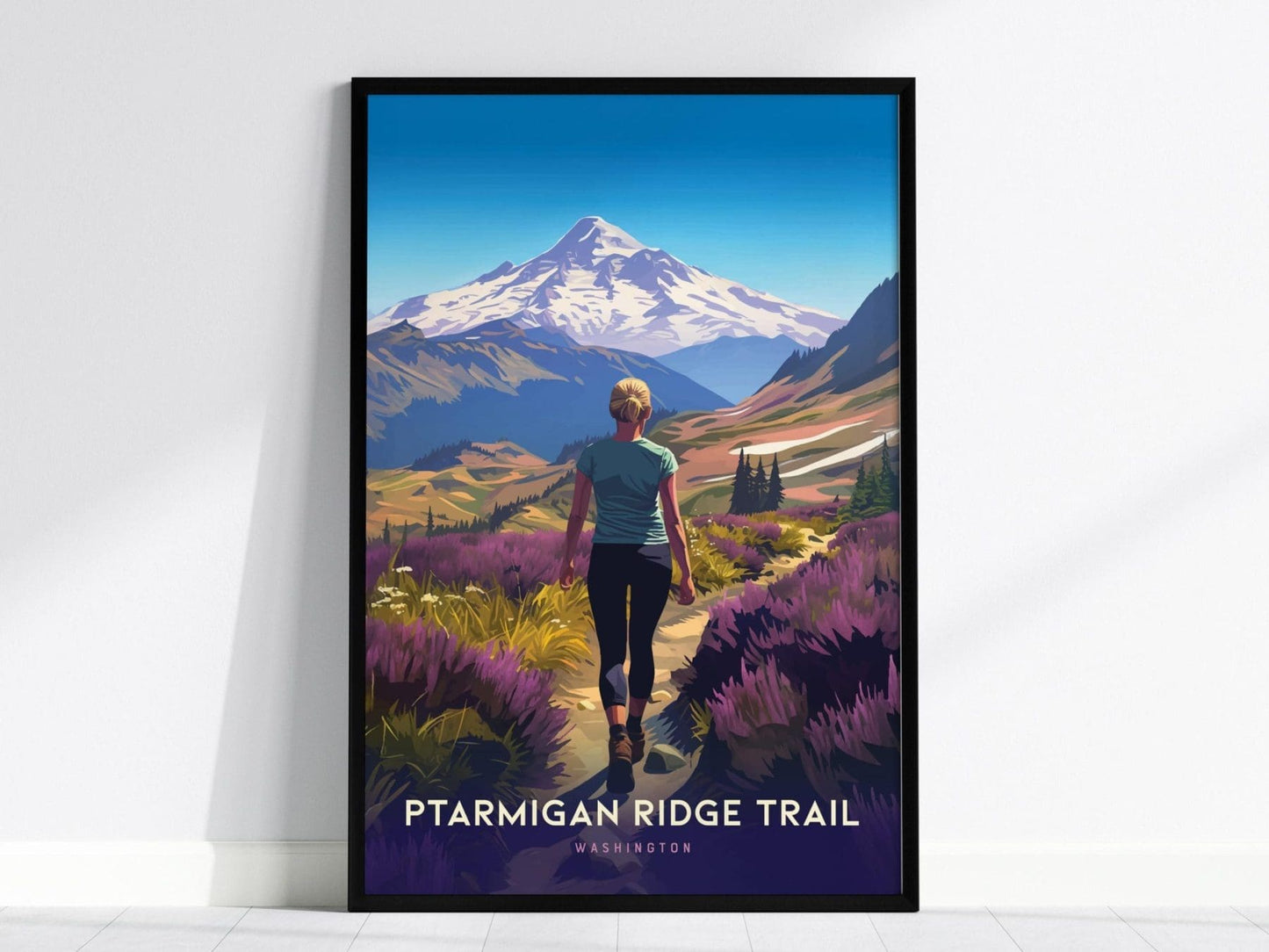 Ptarmigan Ridge Trail, Washington Poster – Scenic Hike with Mt. Baker View, Available Framed/Unframed, Perfect Gift for Hikers, Home Decor