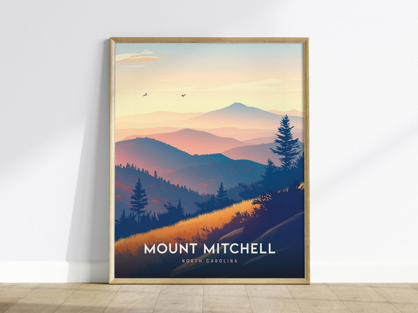 Mount Mitchell North Carolina Hiker Framed Unframed Travel Print Wall Art