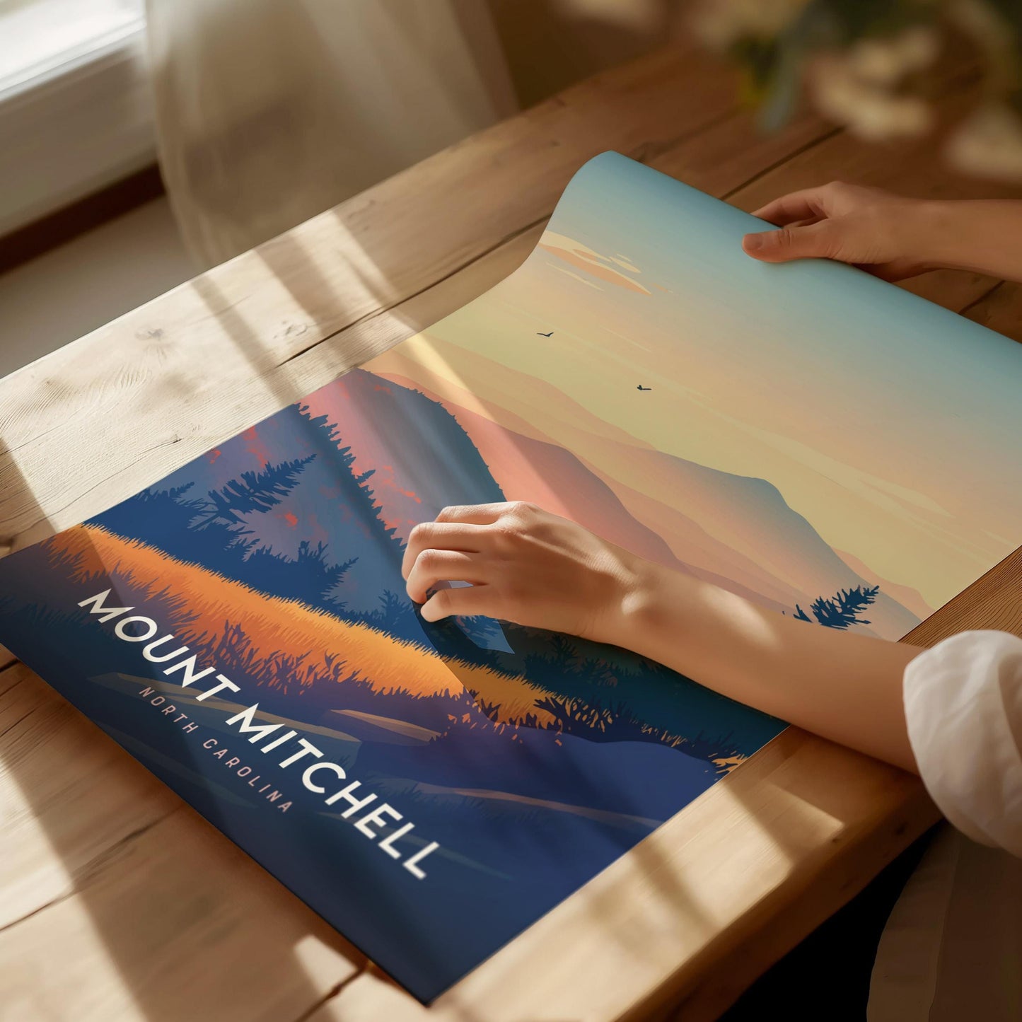 Mount Mitchell North Carolina Hiker Framed Unframed Travel Print Wall Art