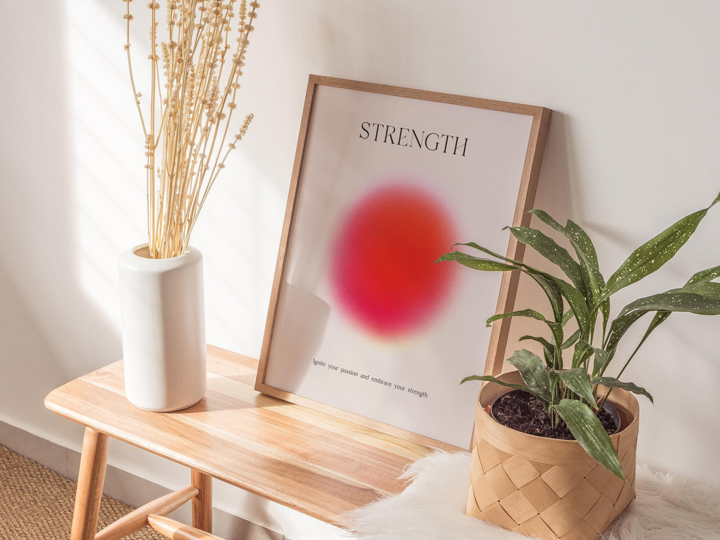 Strength Aura Bold Minimalist Framed Abstract Design Motivational Print Wall Art