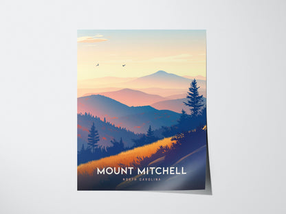 Mount Mitchell North Carolina Hiker Framed Unframed Travel Print Wall Art