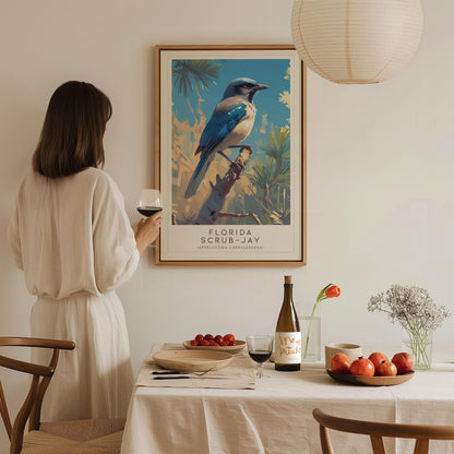 Florida Scrub Jay Poster | Audubon Bird Print Wall Art | Framed or Unframed