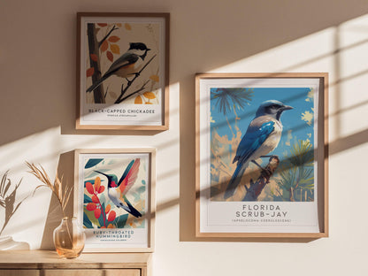 Florida Scrub Jay Poster | Audubon Bird Print Wall Art | Framed or Unframed