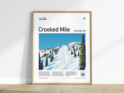 Crooked Mile Alta Ski Area Utah Resort Travel Print Wall Art