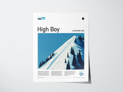 High Boy Alta Ski Area Utah Poster Expert Ski Run Wall Art
