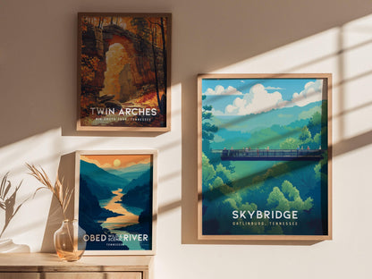 Gatlinburg SkyBridge Great Smoky Mountains Hiker Wall Art