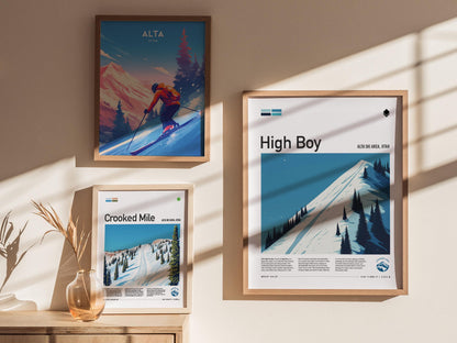 High Boy Alta Ski Area Utah Poster Expert Ski Run Wall Art