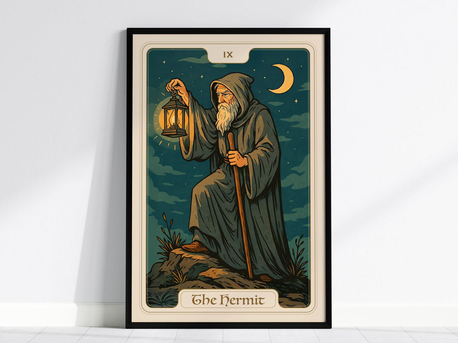The Hermit Tarot Card Major Arcana Mystic Wall Art Spiritual Home Decor Art Nouveau Print