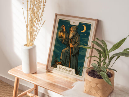 The Hermit Tarot Card Major Arcana Mystic Wall Art Spiritual Home Decor Art Nouveau Print
