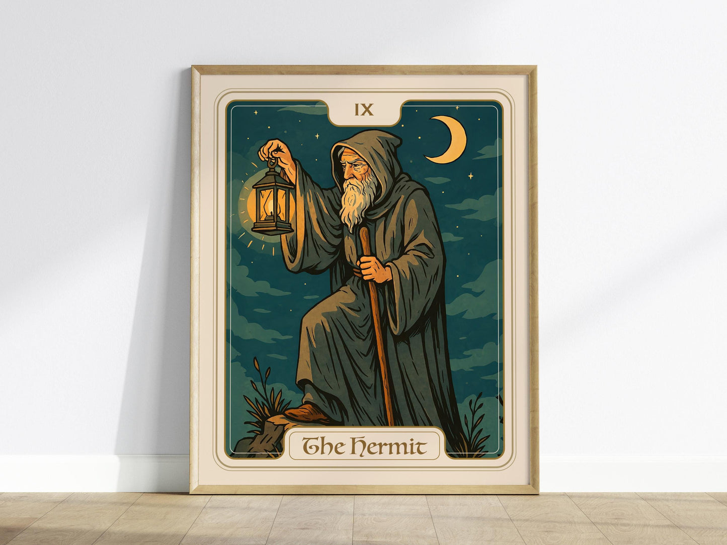 The Hermit Tarot Card Major Arcana Mystic Wall Art Spiritual Home Decor Art Nouveau Print
