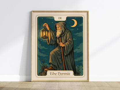 The Hermit Tarot Card Major Arcana Mystic Wall Art Spiritual Home Decor Art Nouveau Print
