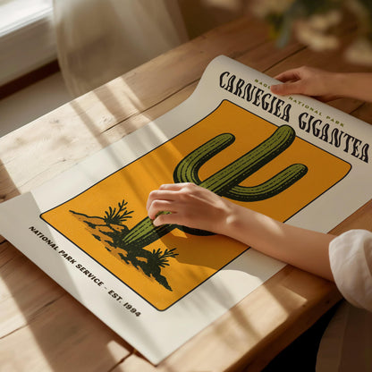 Saguaro National Park Poster | Arizona Cactus Art | Vintage Desert Print