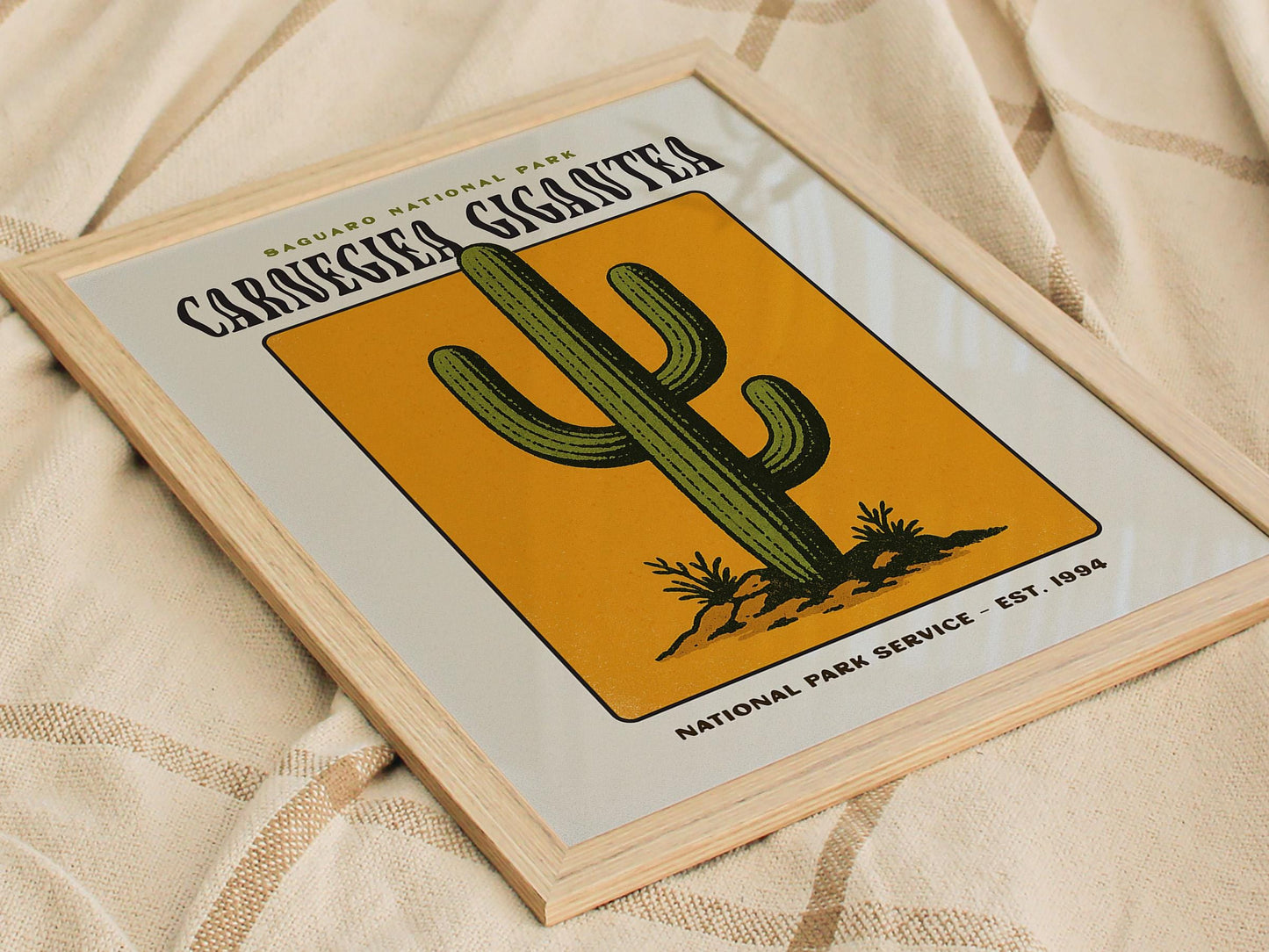 Saguaro National Park Poster | Arizona Cactus Art | Vintage Desert Print