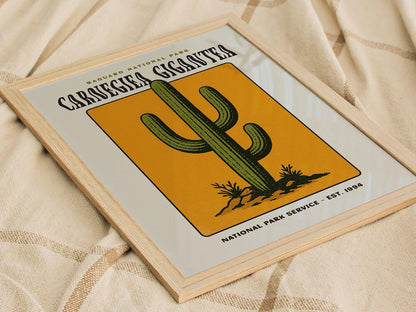 Saguaro National Park Poster | Arizona Cactus Art | Vintage Desert Print