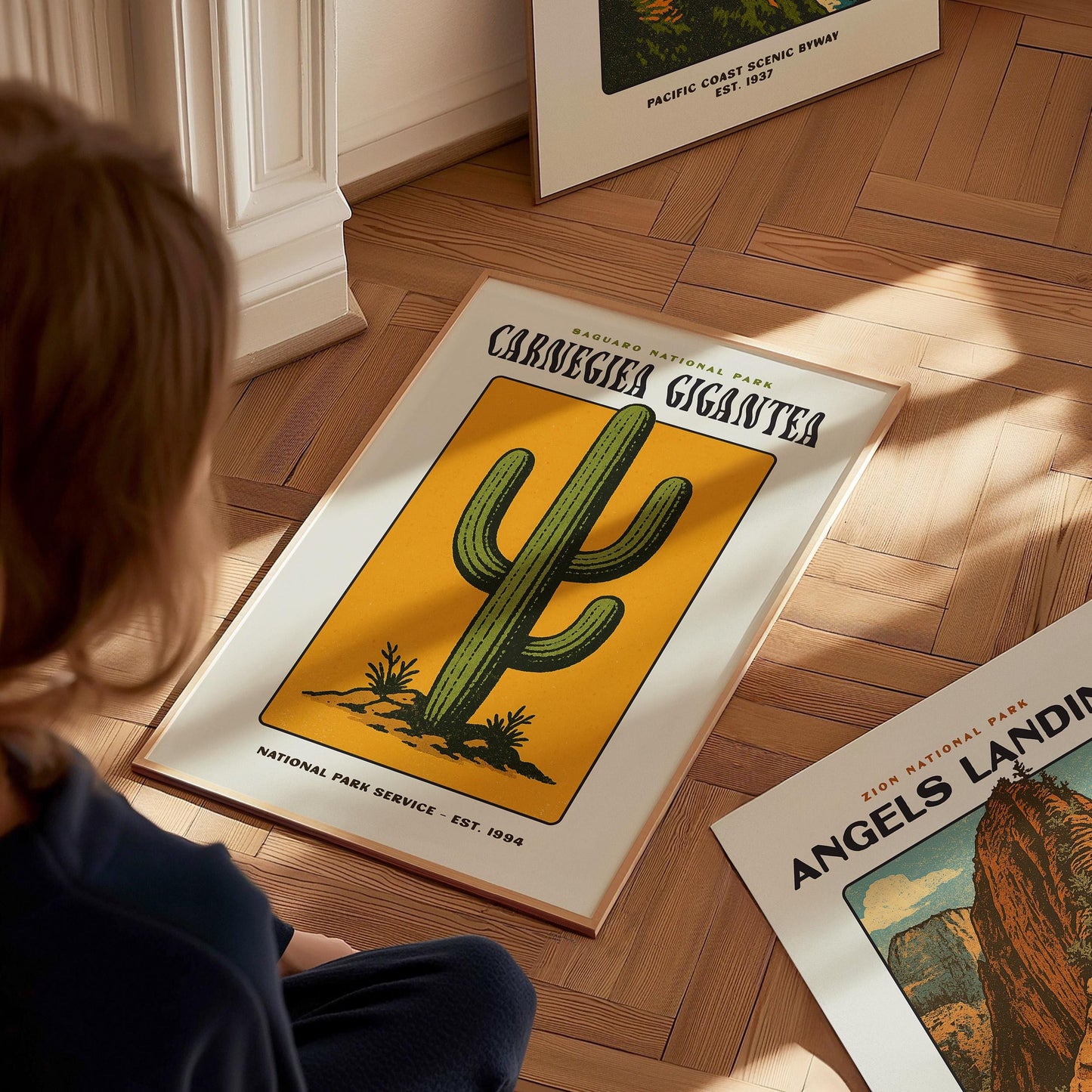 Saguaro National Park Poster | Arizona Cactus Art | Vintage Desert Print