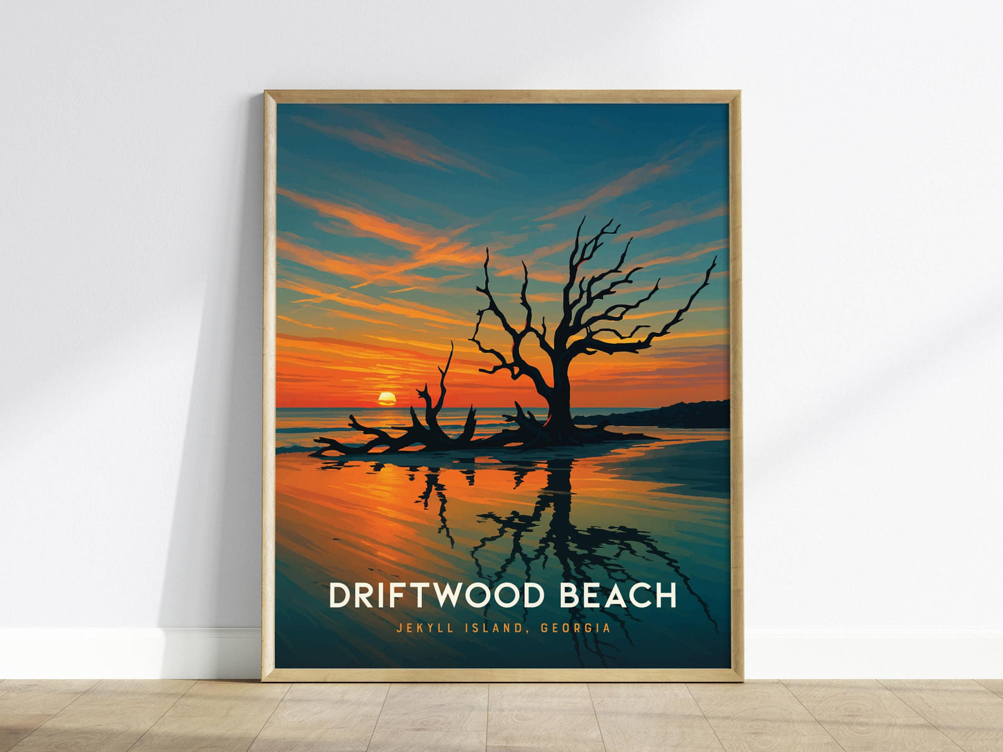 Driftwood Beach Jekyll Island Georgia Coastal Sunset Southern Framed Unframed Travel Print Wall Art