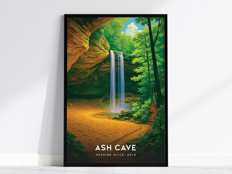 Ash Cave Hocking Hills Ohio Waterfall Nature Trail Wall Art Hiking Travel Print