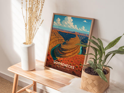 Goosenecks State Park Poster | Utah Desert Wall Art | Framed or Unframed