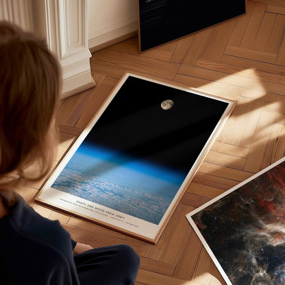 Earth and Moon Orbit NASA ISS Expedition Space Art Print