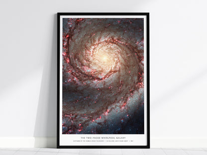 Two-Faced Whirlpool Spiral Galaxy Hubble NASA Space Art Print