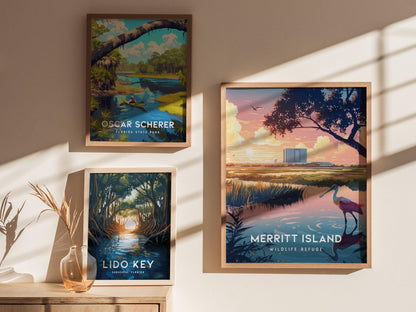 Merritt Island Wildlife Refuge Florida NASA Space Coast Framed Travel Print Wall Art