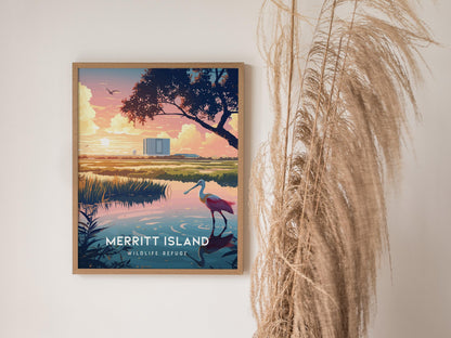 Merritt Island Wildlife Refuge Florida NASA Space Coast Framed Travel Print Wall Art