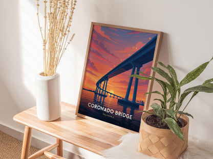Coronado Bridge San Diego California Travel Print Wall Art