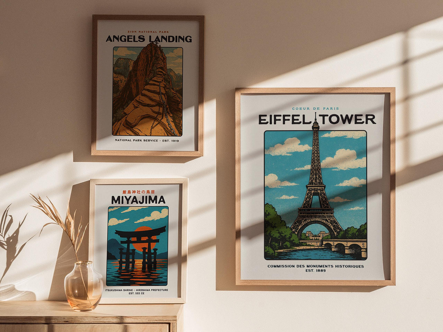 Eiffel Tower Block Print | Vintage Paris France Wall Art | Framed or Unframed