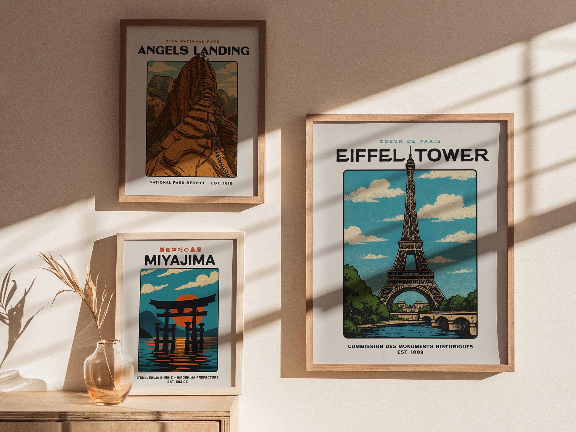 Eiffel Tower Block Print | Vintage Paris France Wall Art | Framed or Unframed