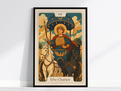 The Chariot Tarot Poster | Major Arcana Card VII | Victory Willpower Wall Art