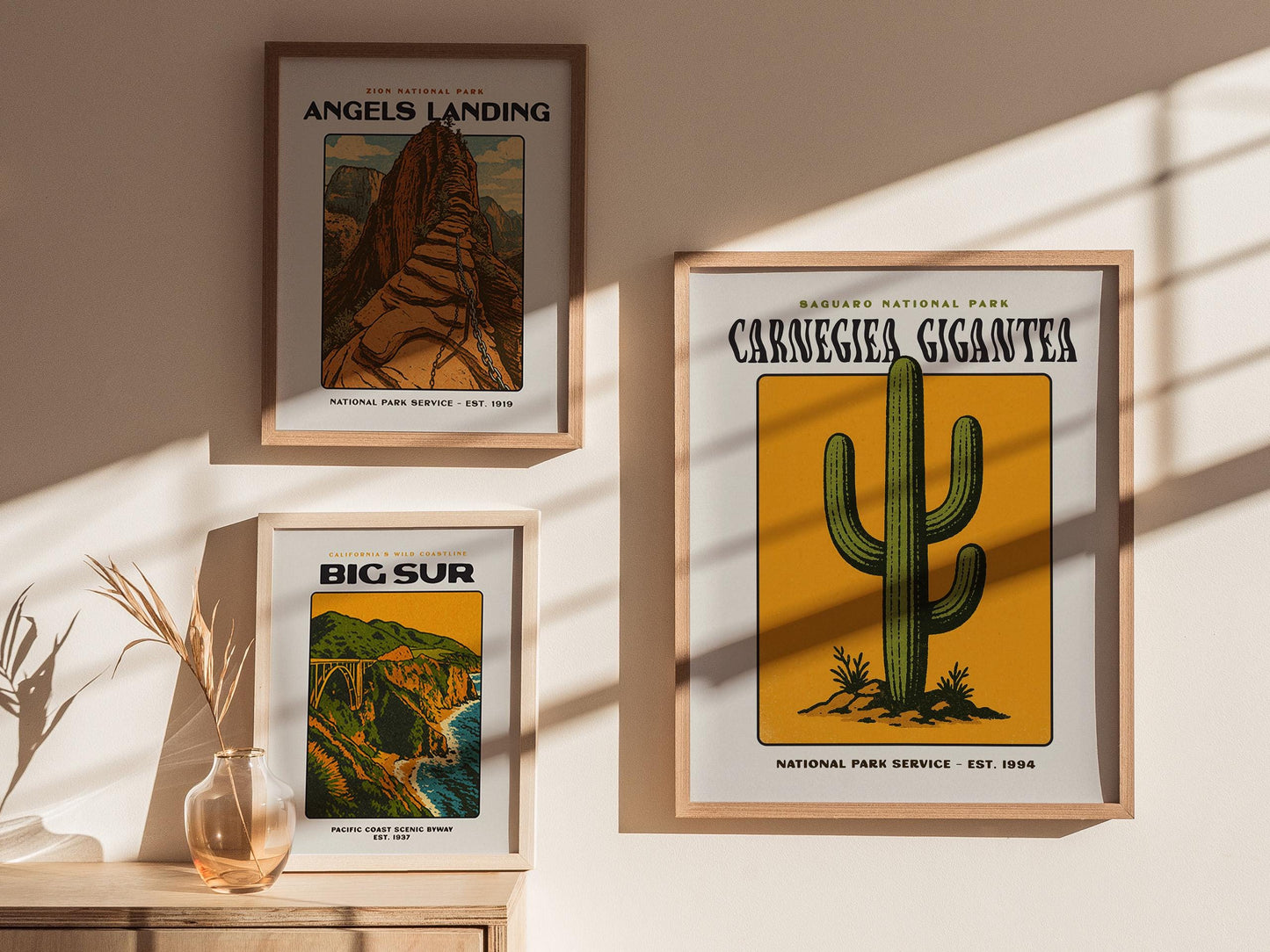Saguaro National Park Poster | Arizona Cactus Art | Vintage Desert Print